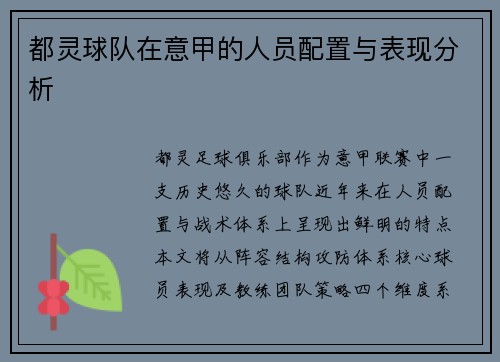 都灵球队在意甲的人员配置与表现分析